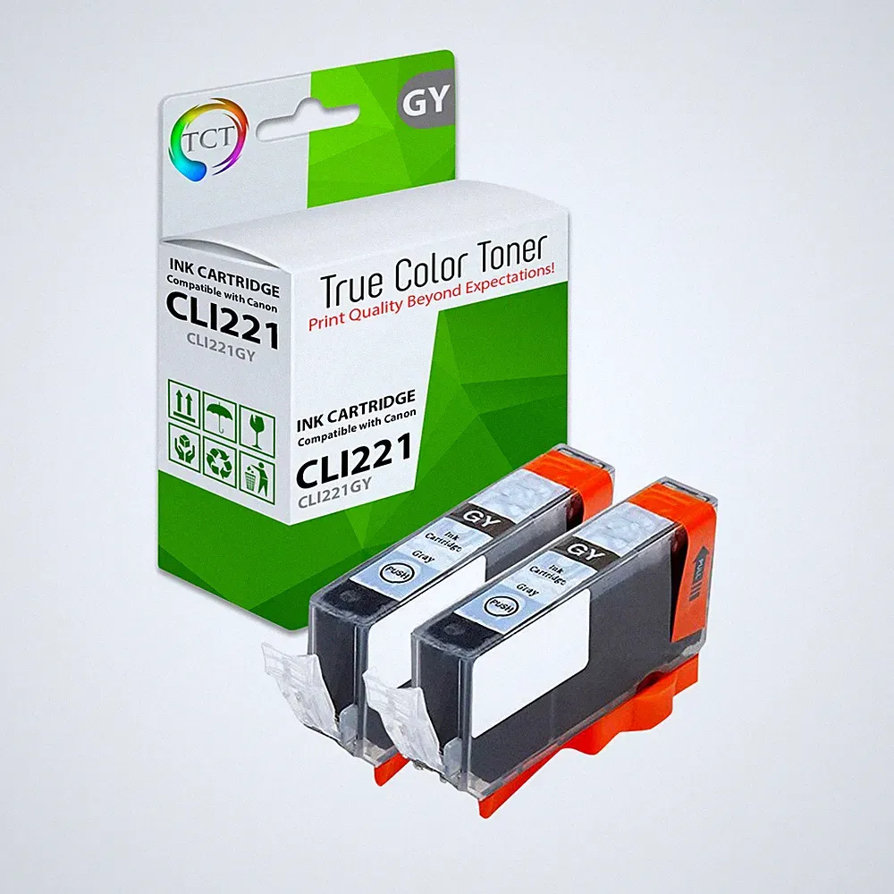 2Pk TCT CLI221 CLI-221 Gray HY For Canon MP560 MX860 MX870 iP3600 Compatible Ink