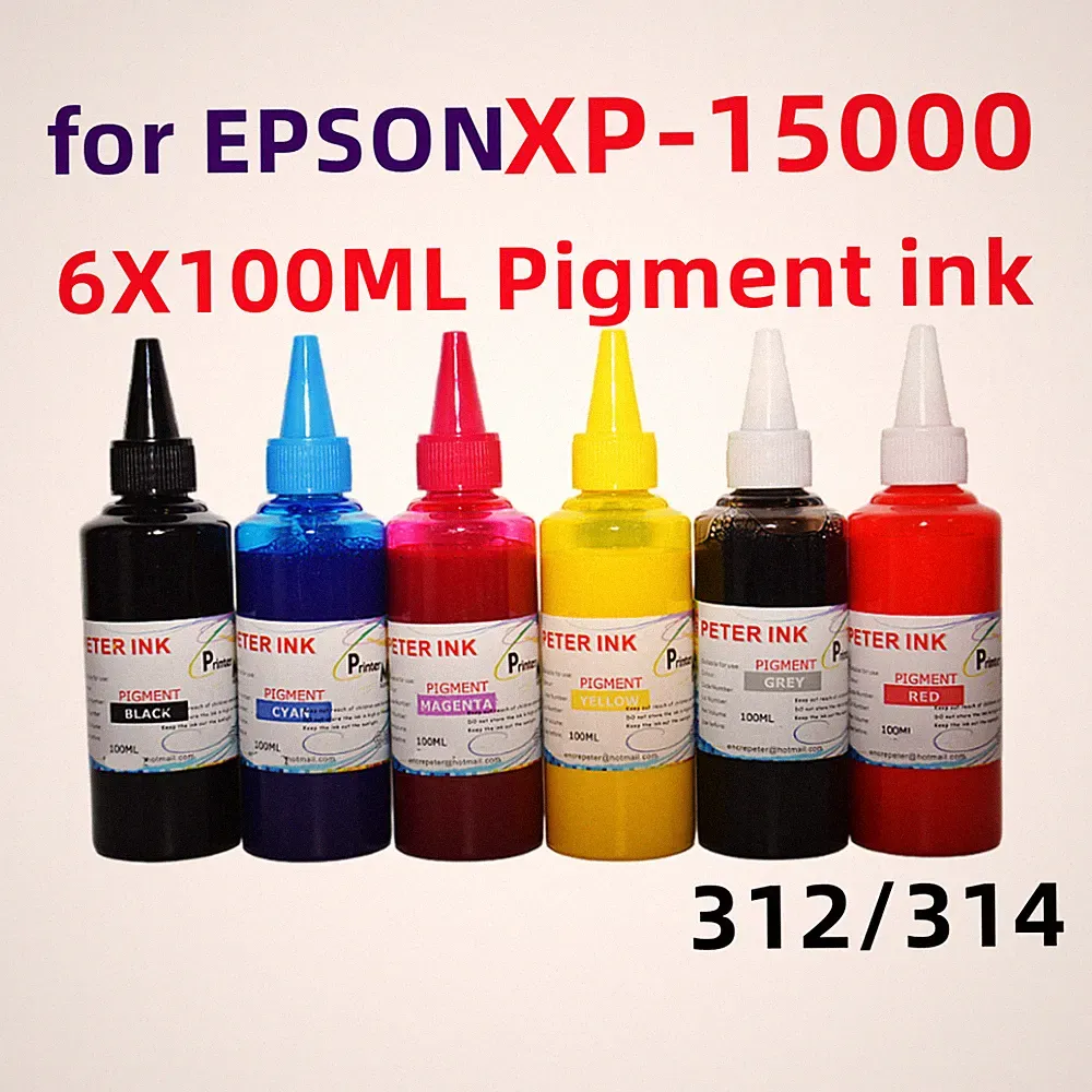 6X100ML Premium Pigment refill ink for XP-15000 printer CISS CIS T312 T314