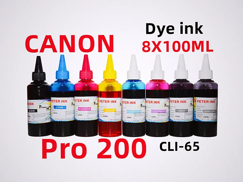8X100ML Premium refill ink for Canon Pixma Pro 200 CLI-65 cartridge CISS CIS