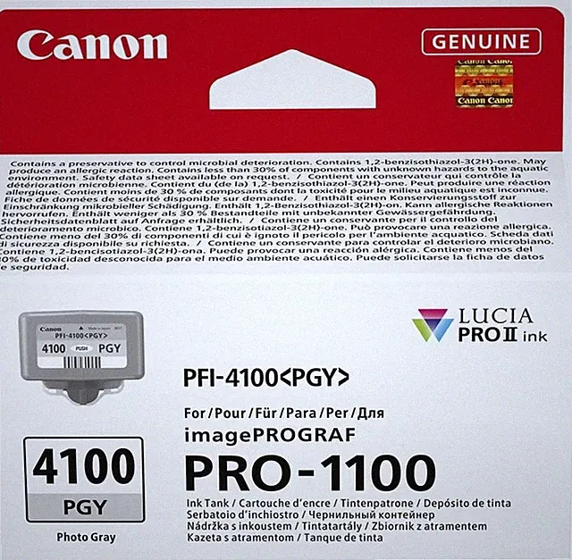 Canon PFI-4100PGY Genuine Printer Ink Cartridge - High Performance & Fade Resist