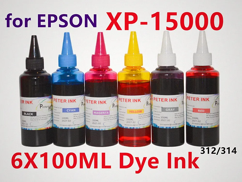 CISS CIS 6X100ML dye refill Ink bottle for XP-15000 Printer 312 314 US