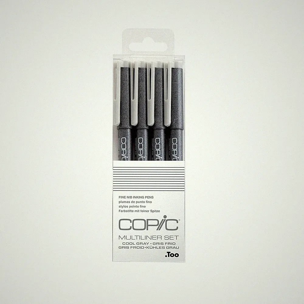 Markers Multiliner Gray Pigment Based Ink 4-Piece Pen Set for Artists