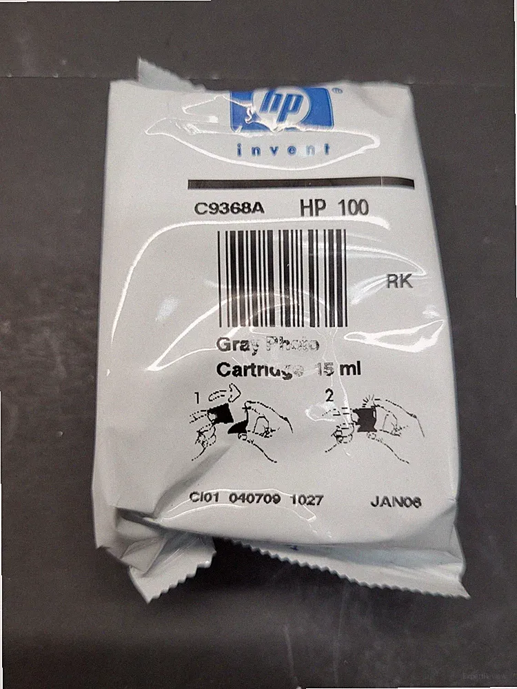 New Genuine HP 100 C9368A Gray Photo Ink Cartridge No Carton Sealed Bag