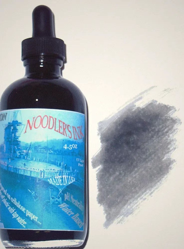 NOODLERS Fountain Pen Ink Bottle - 4.5oz - LEXINGTON GRAY - w/ Free Pen